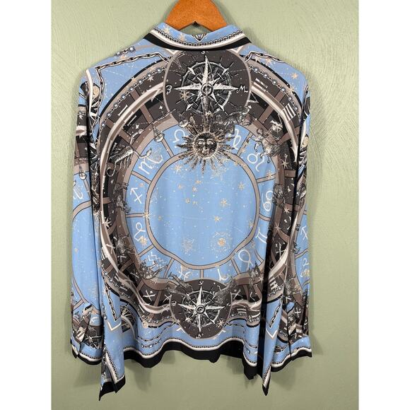 Chico's Shirt Blouse Women's Size 20/22 Blue Compass Zodiac Prague Astronomical - Picture 11 of 12
